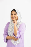 Charming Lavender Abaya with Delicate Lace Trim