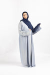 Light Blue Stonework Satin Abaya