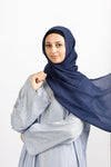 Light Blue Stonework Satin Abaya