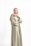 Sage Green Satin Stonework Abaya