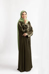 Olive Green Embroidered Turkish Abaya