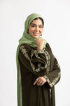 Olive Green Embroidered Turkish Abaya