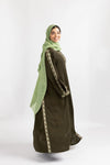 Olive Green Embroidered Turkish Abaya