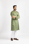 Men Pattern Kurta in Sea Green