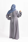 Gray Embroidered Turkish Abaya