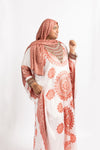 Orange Print Embroidered Kaftan Abaya