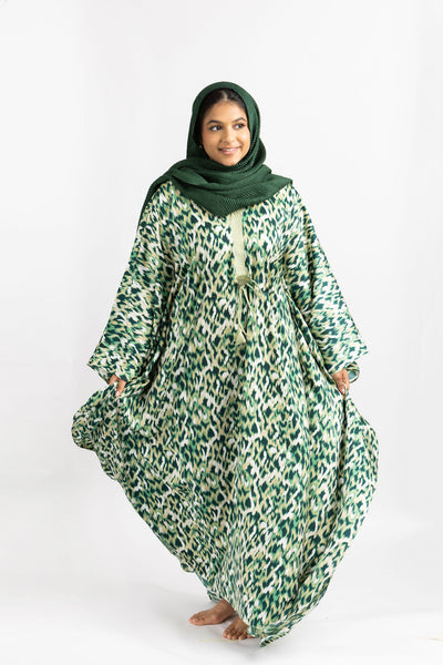 Vibrant Green Patterned Kaftan