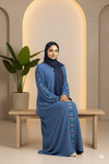 Light Blue Embroidered Turkish Abaya